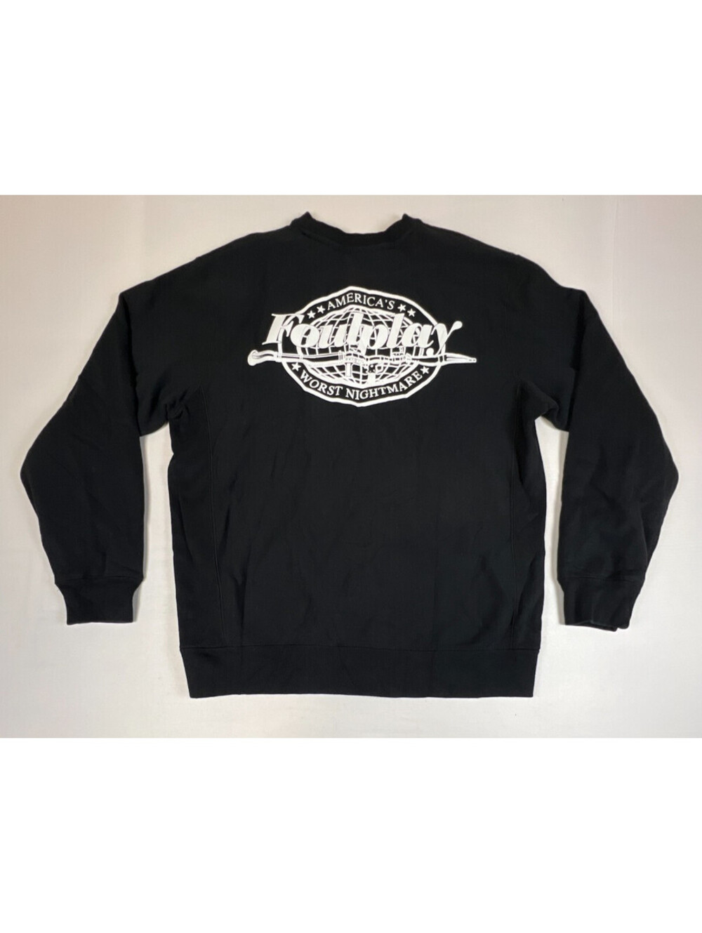 Foulplay Mens XL Made In USA Heavy Weight Fleece Sweatshirt Black Graphic - Picture 2 of 9